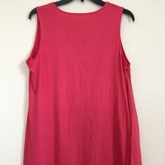 Soft Surroundings Amalfi Lipstick Pink Sleeveless V-neck Pullover Midi Dress - Picture 7 of 16